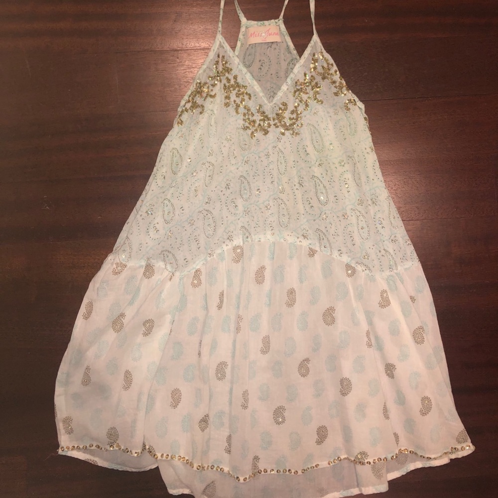 Sequin paisley turquoise dress